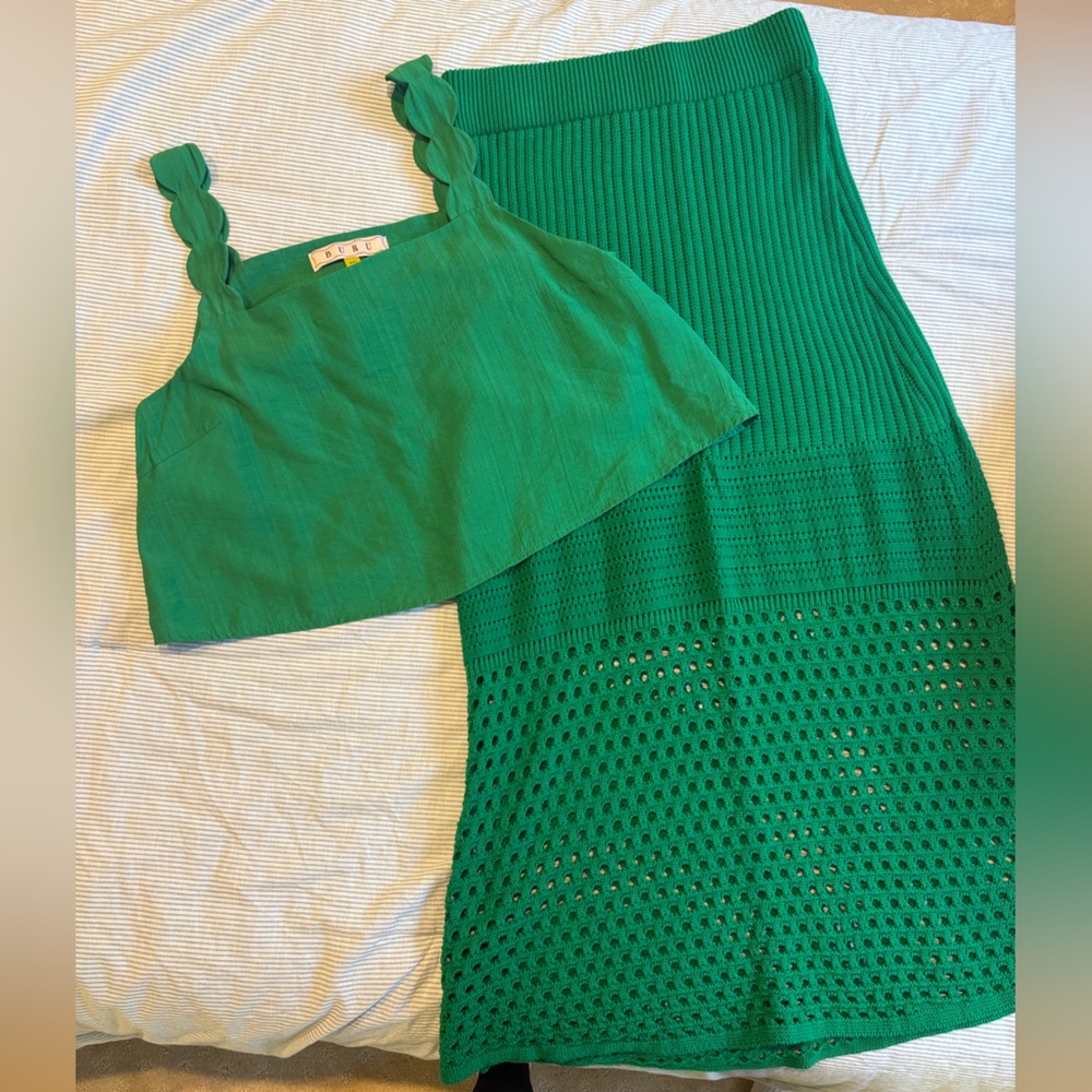 Buru Green Tank/skirt set